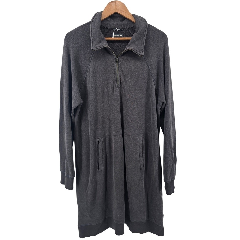 Toad&Co Dress Womens L Epiq 1/4 Zip LS Charcoal Gray Hemp Cotton EUC